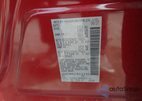 2018 Nissan Pathfinder Platinum from USA, damaged, VIN 5N1DR2MN6JC611235